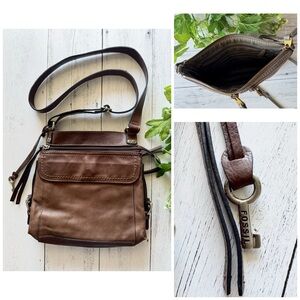 Vintage Fossil Brown Pebbled Leather
Handbag Shoulder Bag 75082